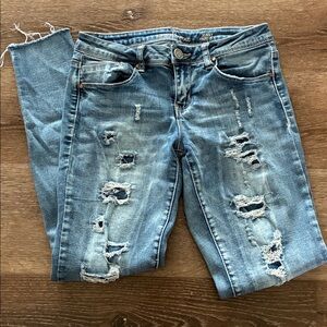 Almost Famous Distressed Skinny Jeans, size 3